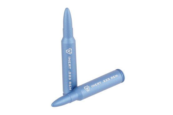 Strike Industries Aluminum .223 Rem Dummy Rounds with blue finish, two per pack